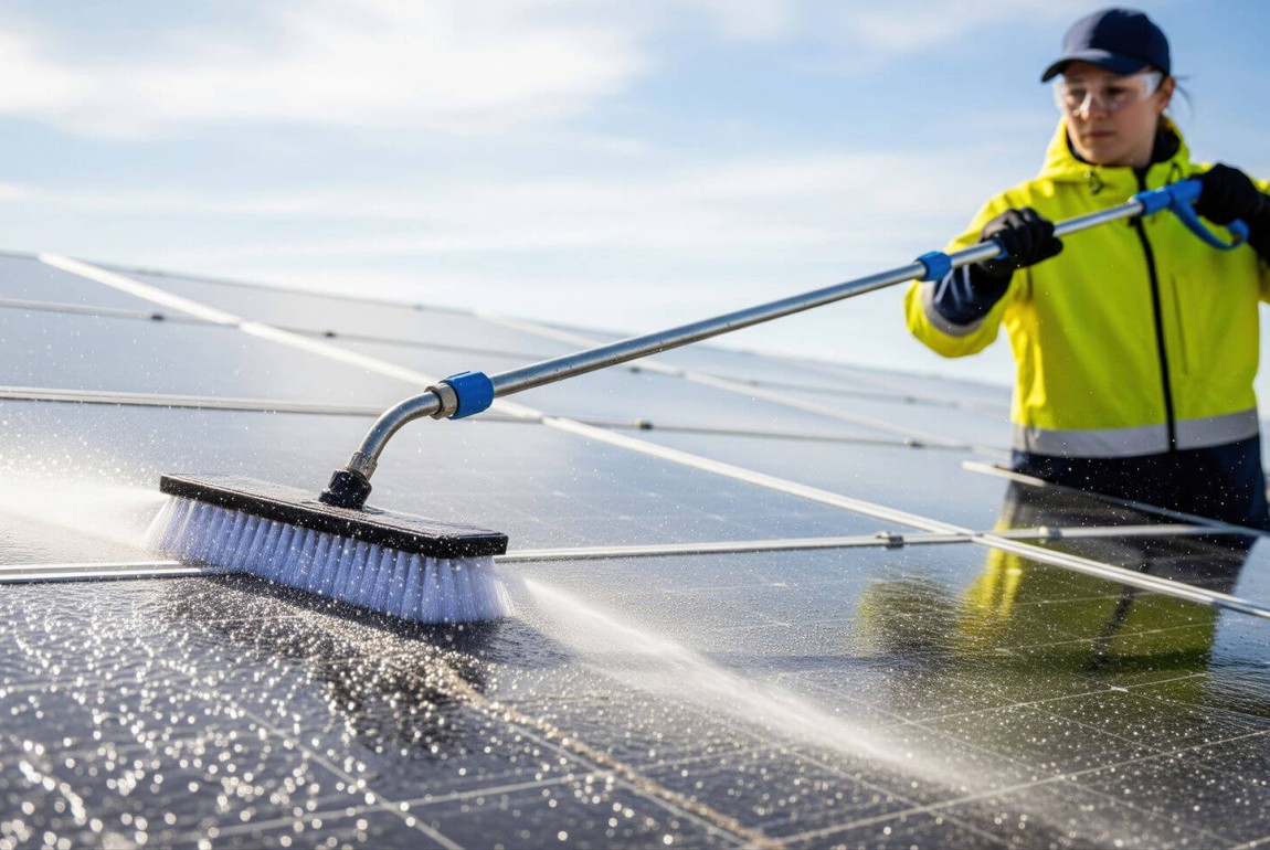 Reinigung einer Photovoltaik-Anlage