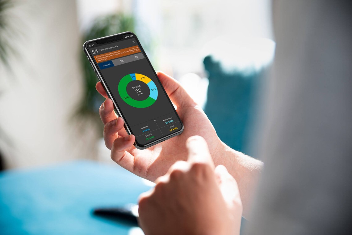 Energieeffizienz-Statistik auf Smartphone